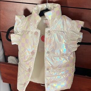 Mila and Rose Kids Iridescent White Puffer Vest